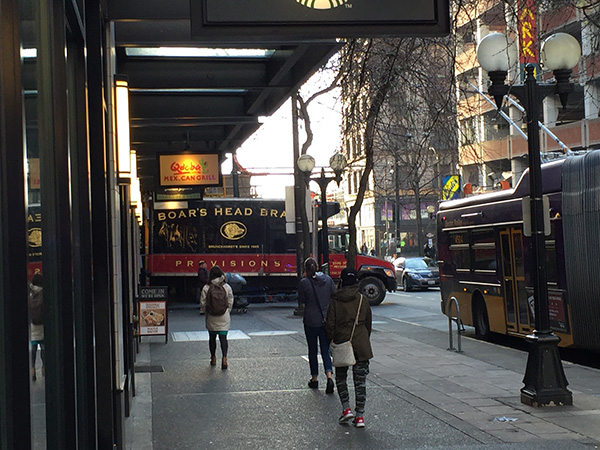 delivery vehicles on busy Seattle streets