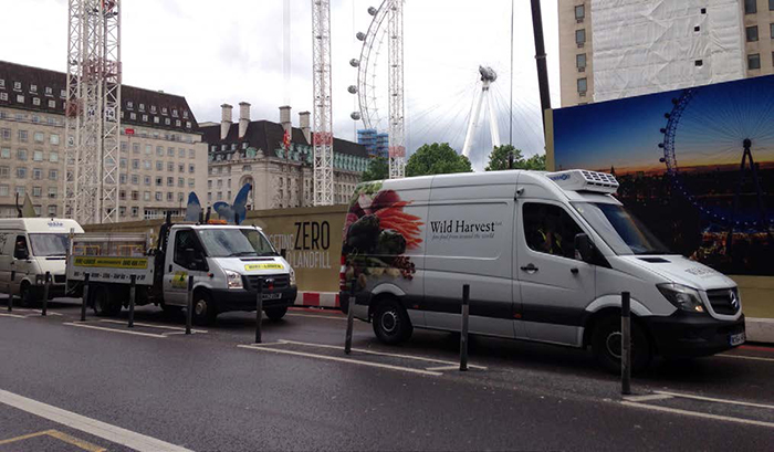 three delivery vehicles in London