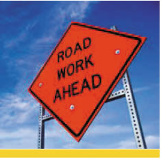 Road work ahead sign