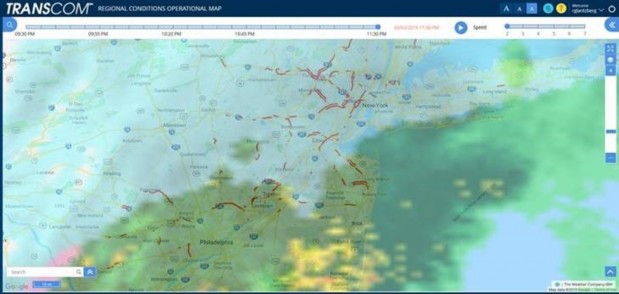 Photo from TRANSCOM of a regional conditions map