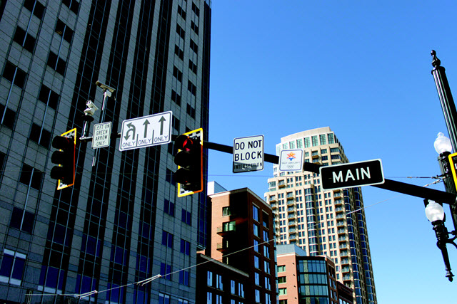 City buildings and street