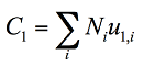 The procurement cost of controller improvements or upgrades (C subscript 1) is equal to the summation of the product of (N subscript i) and (u subscript 1,i), across all values of i.