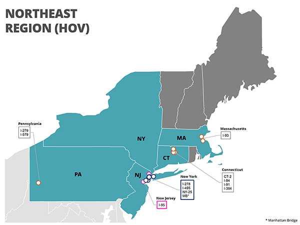 A map of the Northeast Region of the United States, inclusive of Pennsylvania, New Jersey, New York, Connecticut, Rhode Island, Massachusetts, Vermont, New Hampshire, and Maine.