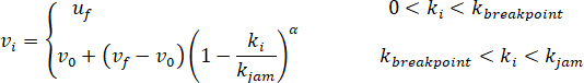 This equation mathematically specifies the Type 1 modified Greenshields model.