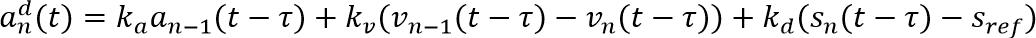 This equation updates the acceleration of the automated vehicle at every decision point.