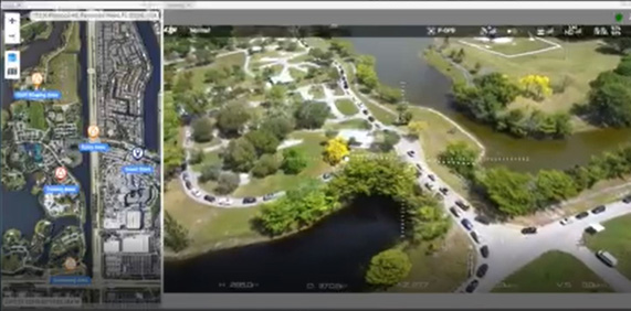 A screenshot of a live video feed dashboard showing two different aerial images of cars on roadways.