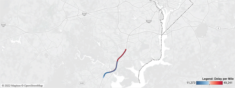 Map of I-95 in Washington (Virginia) from SR-123 to SR-286.