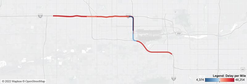 Map of I-10 in Phoenix at I-17 from 51st Avenue to SR-143.