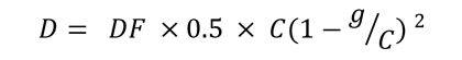 Average delay is the product of the progression factor times 0.5 times the quantity defined by: cycle length times the quantity 1 minus the effective green time divided by the cycle length squared.