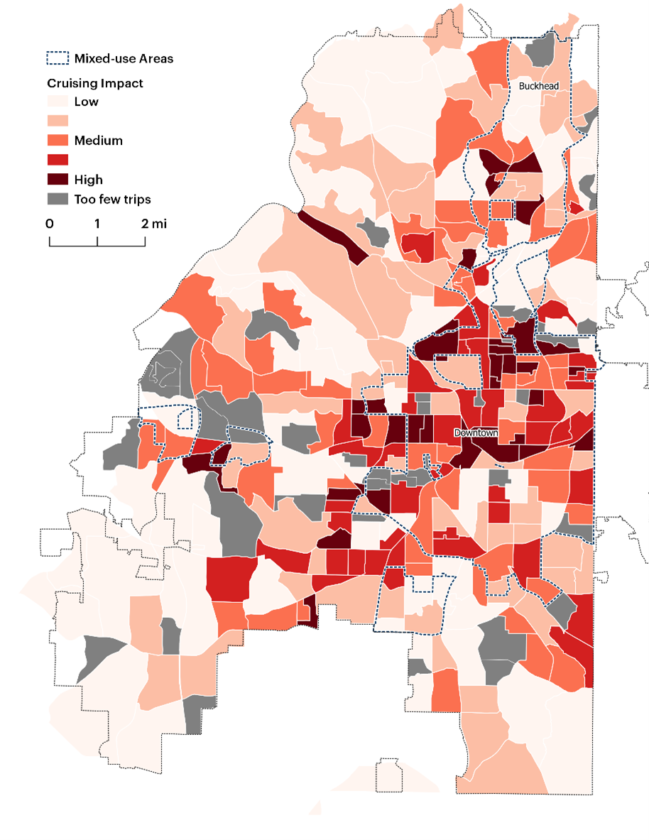 This map of Atlanta is divided into block groups. Downtown and Buckhead are labeled on the map.