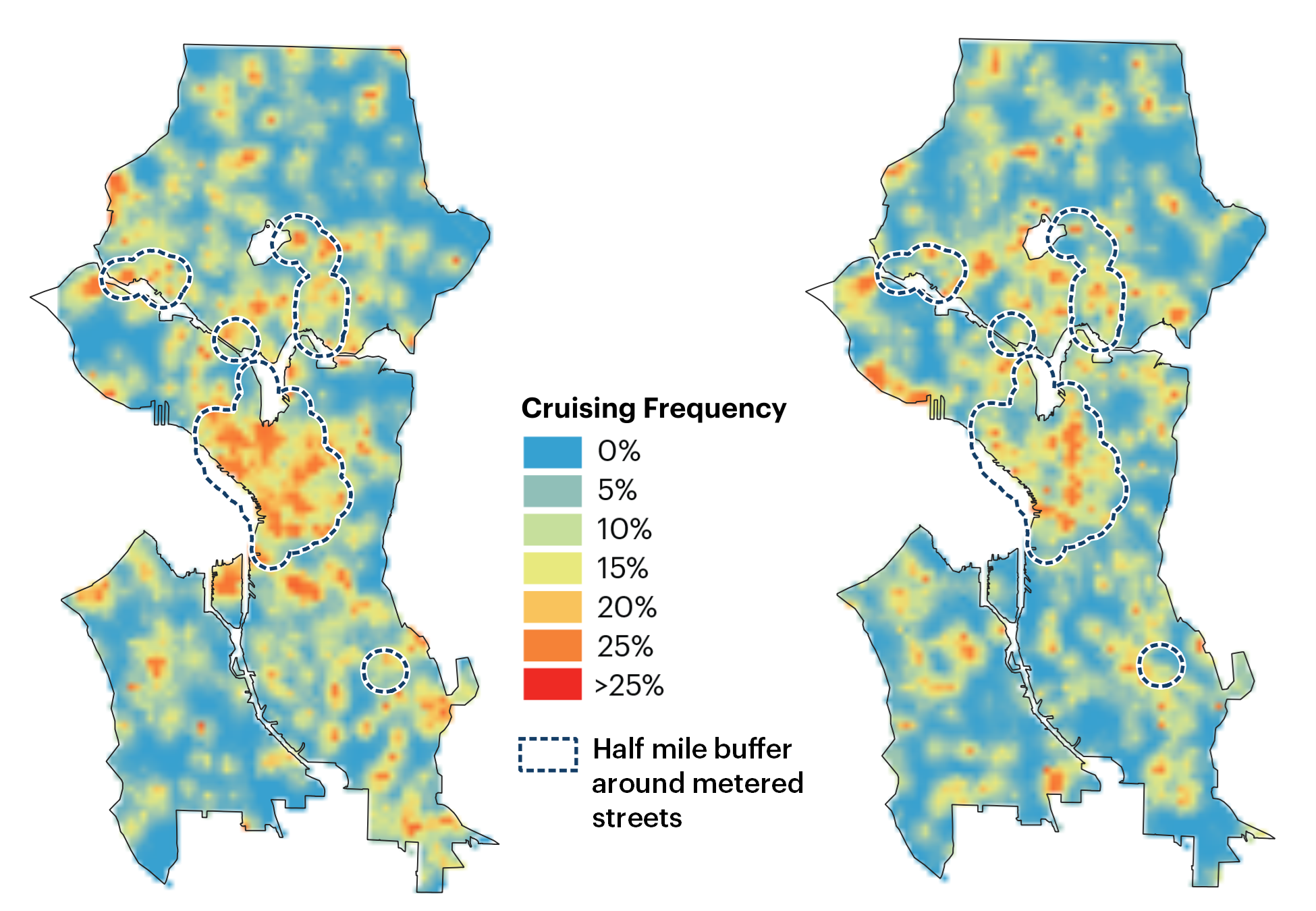 A. Seattle cruising hot spots, January to February 2020. This figure comprises a map of Seattle.