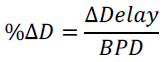 Percent Delta D equals Delta Delay over BPD.