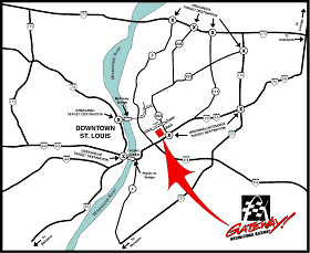 a road map indicates various target destination points at freeway interchanges for access to individual parking areas