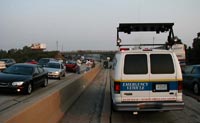 photo of an emergency van with message board