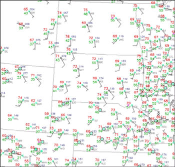 Figure 7.5 illustrates critical details about atmospheric properties (e.g., fronts, moisture, temperature gradients, wind, etc.) are missing when the current state of the atmosphere is analyzed to create the initial state for weather models.