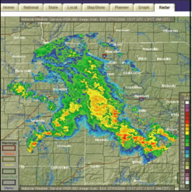 Figure: Screen shot of Weather Response System Radar Module Display