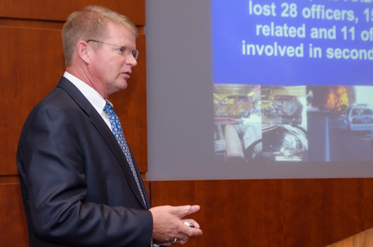 Photograph of Jeff King during his presentation