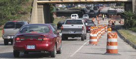 barrels on highway shoulder