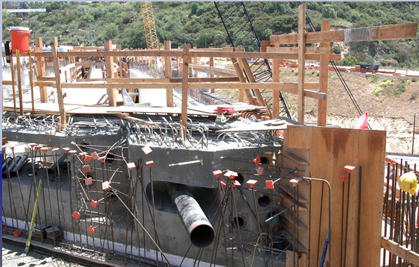 Cutaway view of Mulholland Bridge south side as it is being reconstructed.