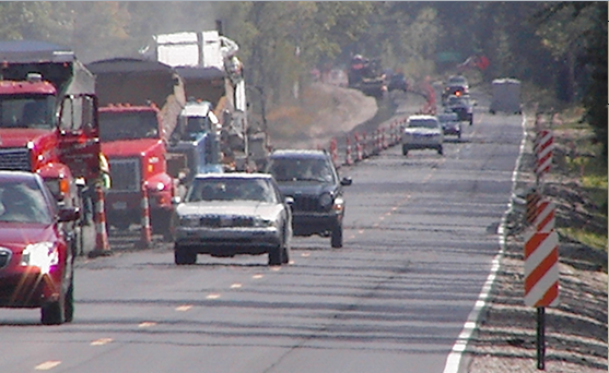 Freeflowing traffic through the work zone area.