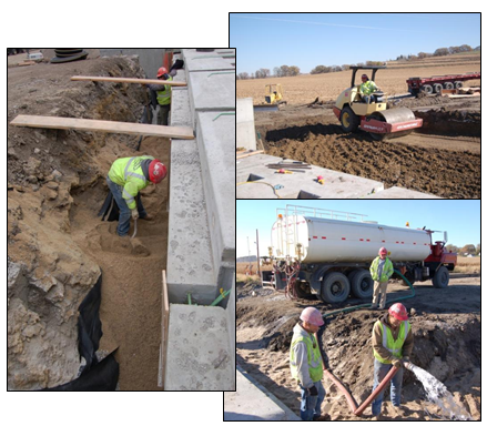 Photos of the flooded backfill system.