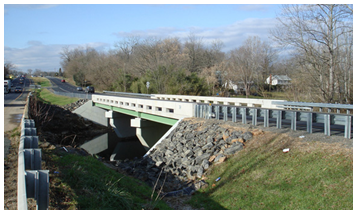 Completed bridge structure after asphalt has been overlaid.