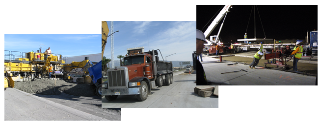 Collage of photos depicting workers at a job site.