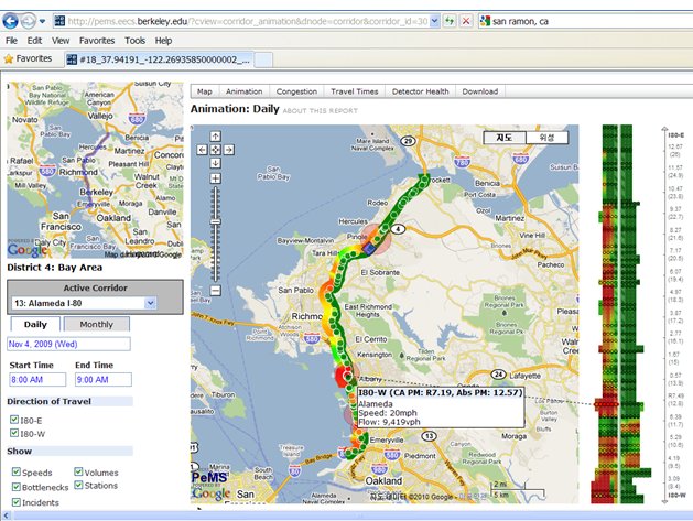 Screenshot of a PEMS map display of the I-680 project area.