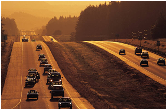 A rural freeway under free flow conditions.