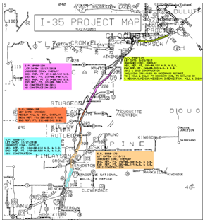 Work zone diagram of the study area.