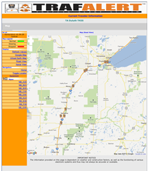 Screenshot of the TrafAlert web page.