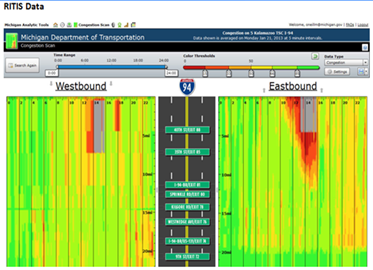 Screenshot of a RITIS heat map.