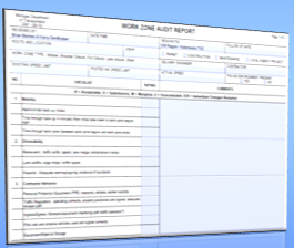 Screen capture of a work zone setup review report.