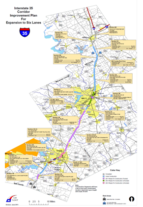 Map of Interstate 35 Construction Corridor.