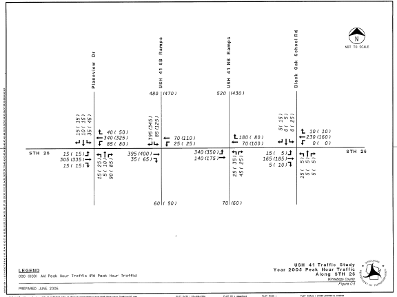 Diagram shows AADT during the AM and PM peak hours for the intersections along STH 26, as described in preceding paragraph.