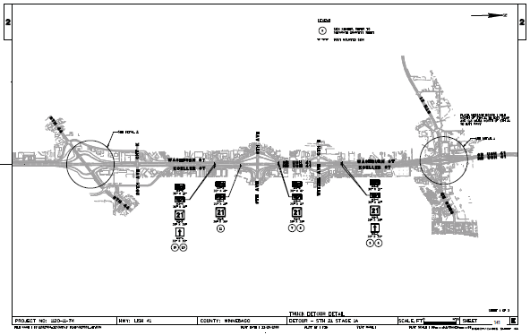 Map shows a detailed map of the truck detour plan for the US 41 Southbound Exit Ramp to WIS 21.
