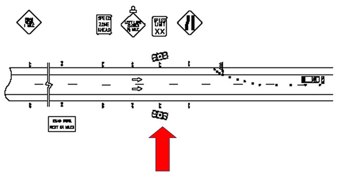 Drawing of a work zone.