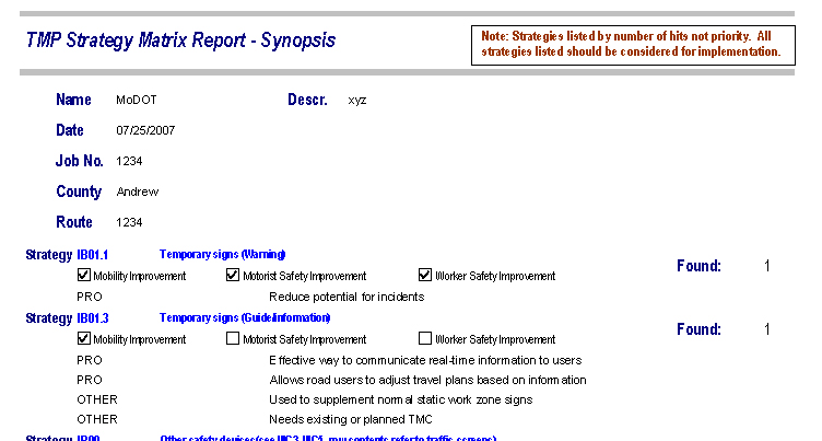 TMP Strategy Matrix Report - Synopsis