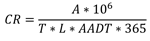 Equation 2 - This formula computes the pre-construction crash rate.