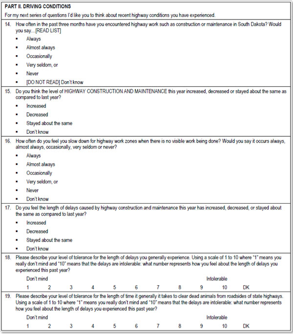 A portion of a document is shown that has fields with questions and key words for highlight to track respondents answers to the questions.