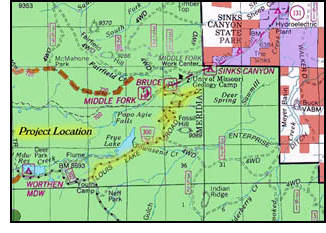 Area map showing Louis Lake Road project location