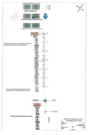 Traffic Control Plan for I-70 continued.  Speed limit and control measures are identified.