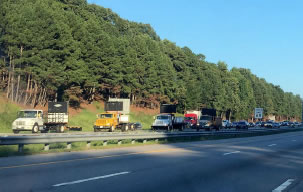 Rolling roadblock on interstate.