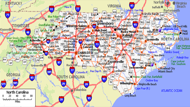 Road map of the State of North Carolina